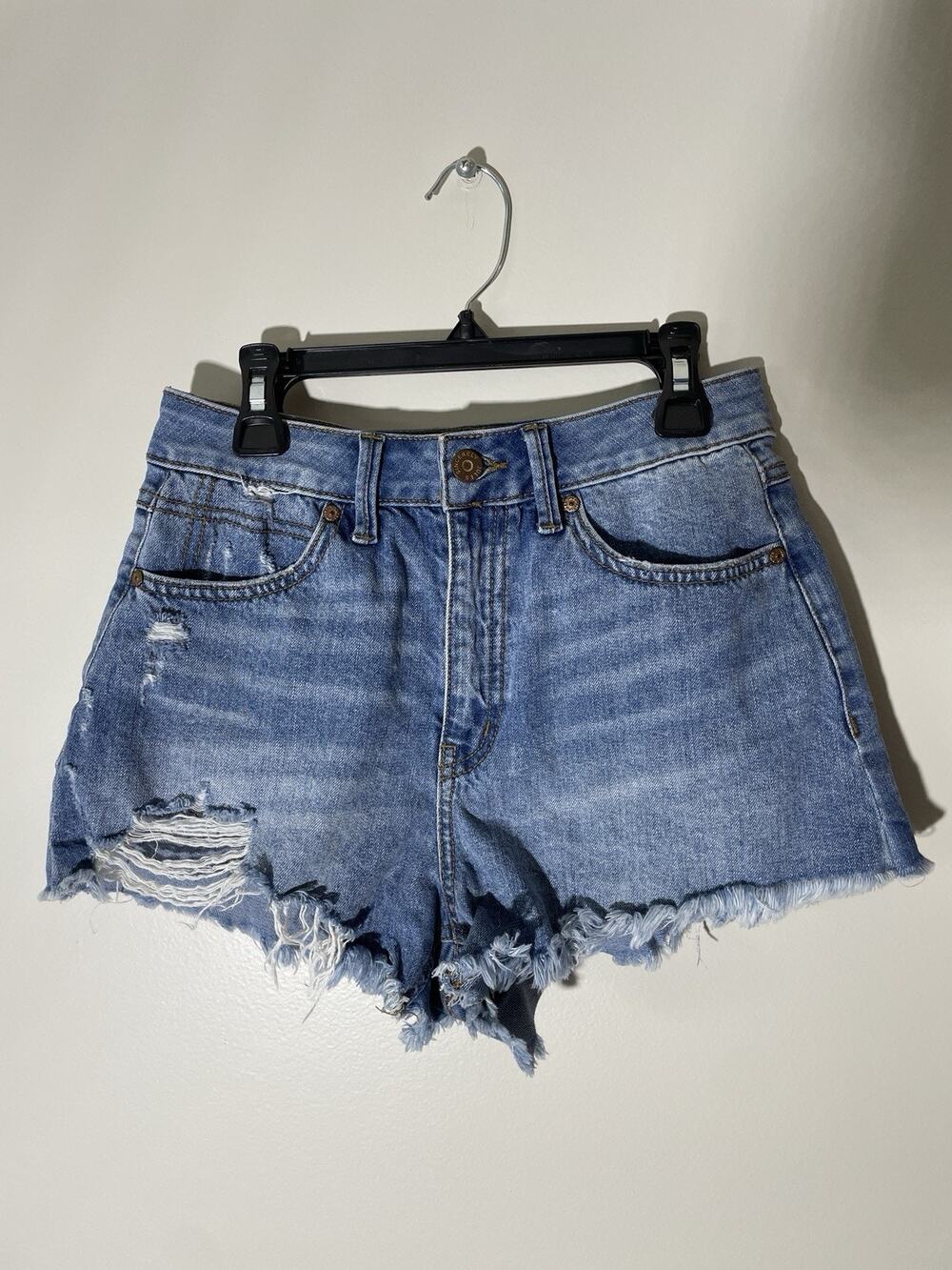 Sincerely Jules Womens Denim Shorts Cut-Off Raw Hem Distressed Blue Size 3/26